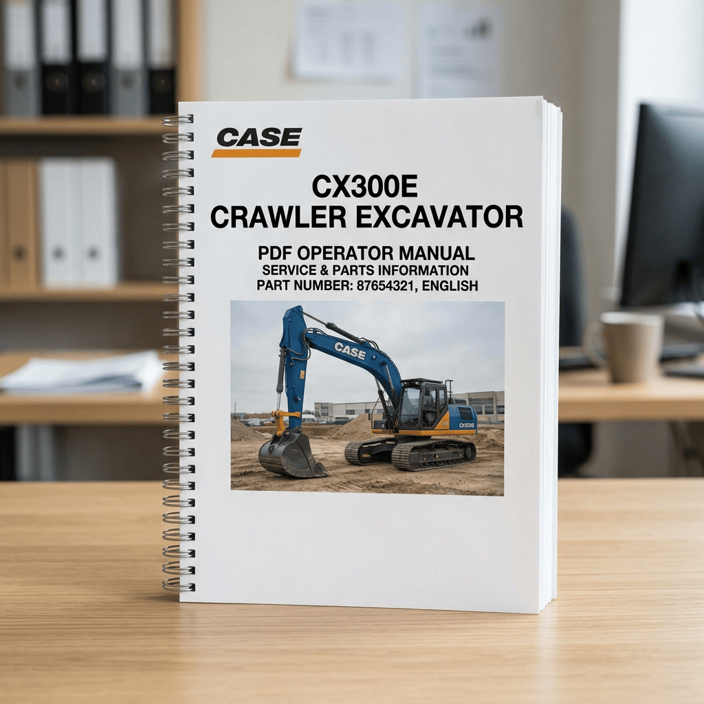 CASE CX300E Crawler Excavator PDF Operator Manual, Service and Parts Information, Part Number 87654321, English