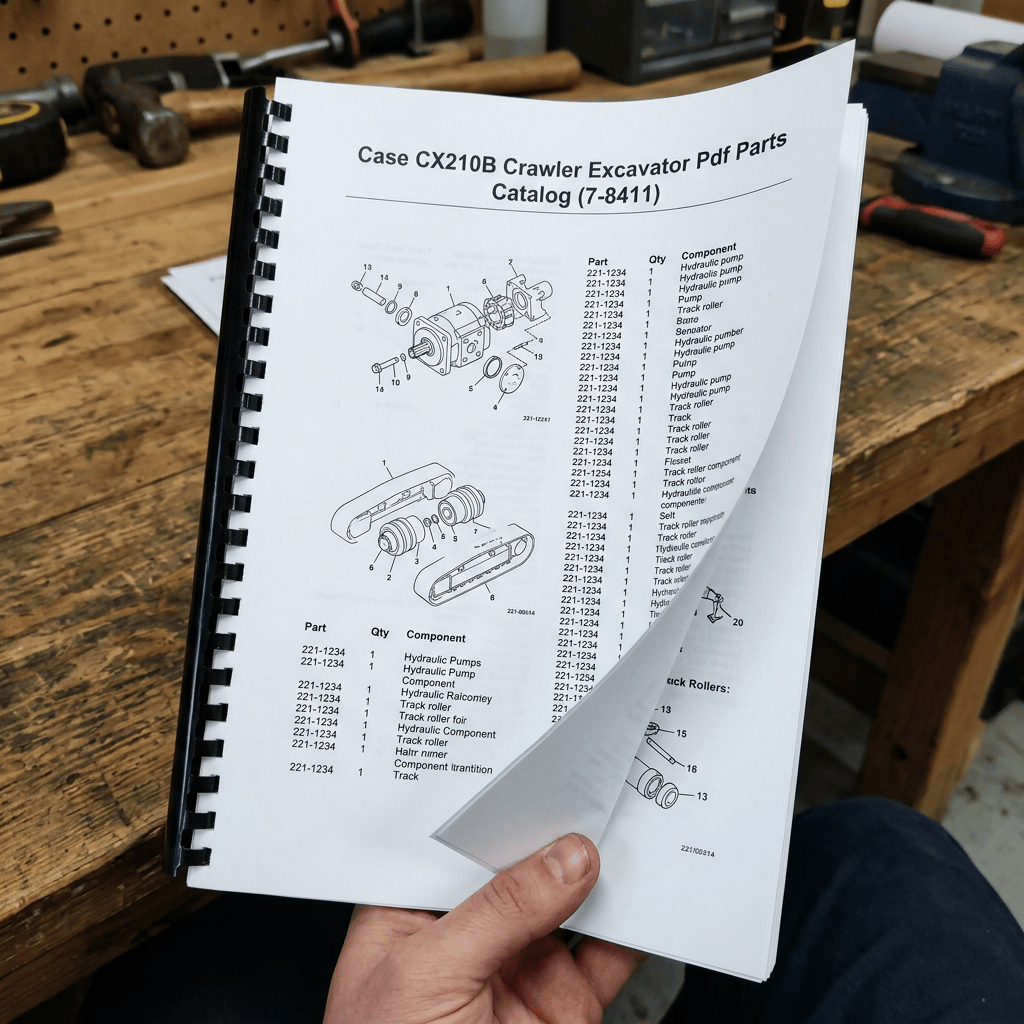 Case CX210B Crawler Excavator PDF Parts Catalog (7-8411) with component diagrams
