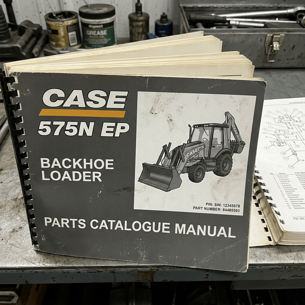 Case 575N EP Backhoe Loader Parts Catalogue Manual with backhoe illustration