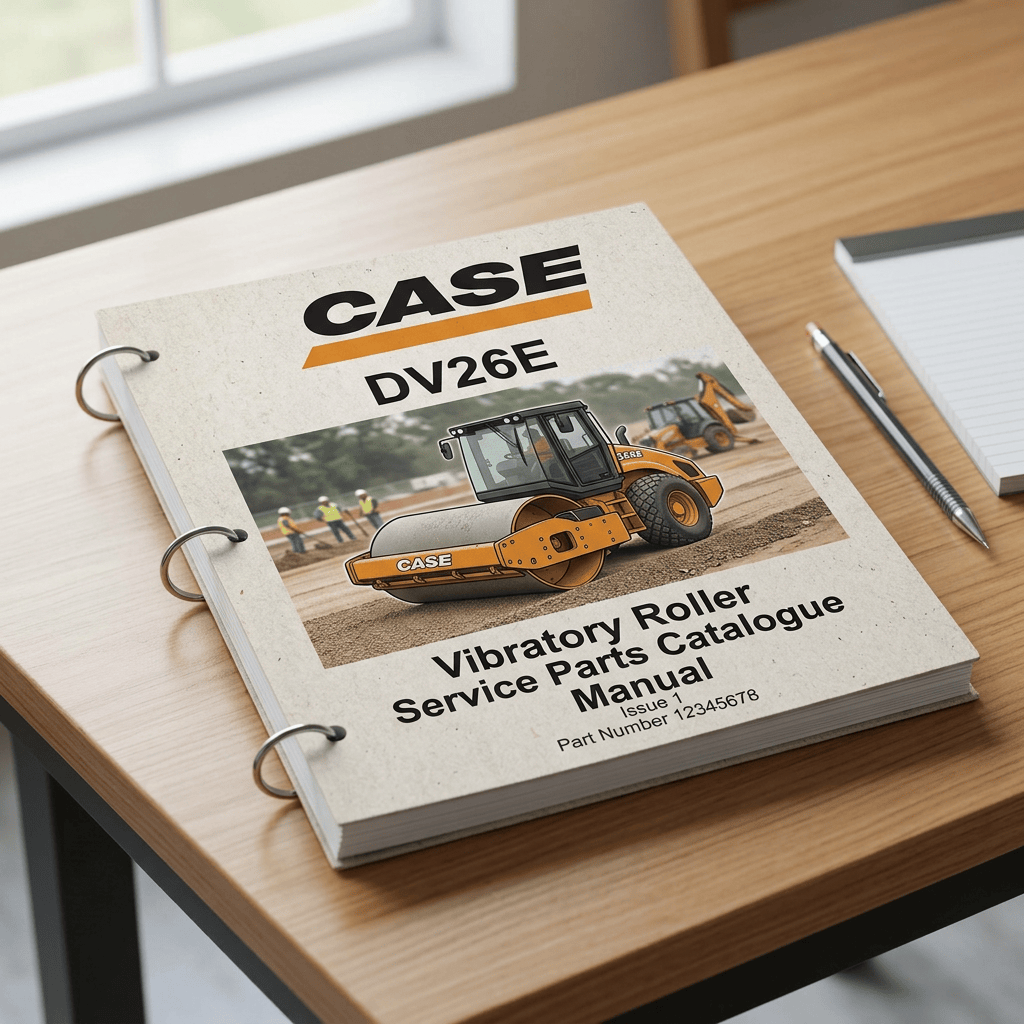 CASE DV26E vibratory roller service parts catalogue manual on desk
