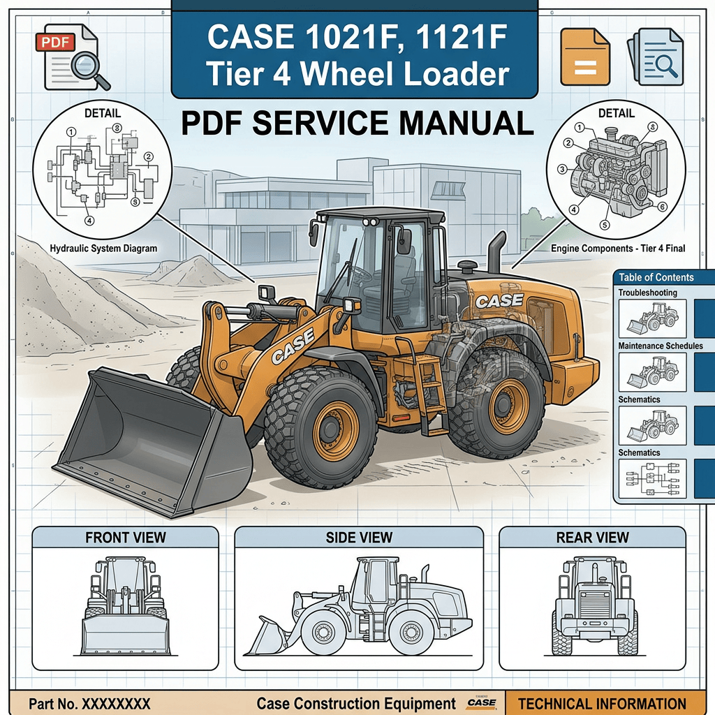 Case 1021F and 1121F Tier 4 wheel loader PDF service manual cover