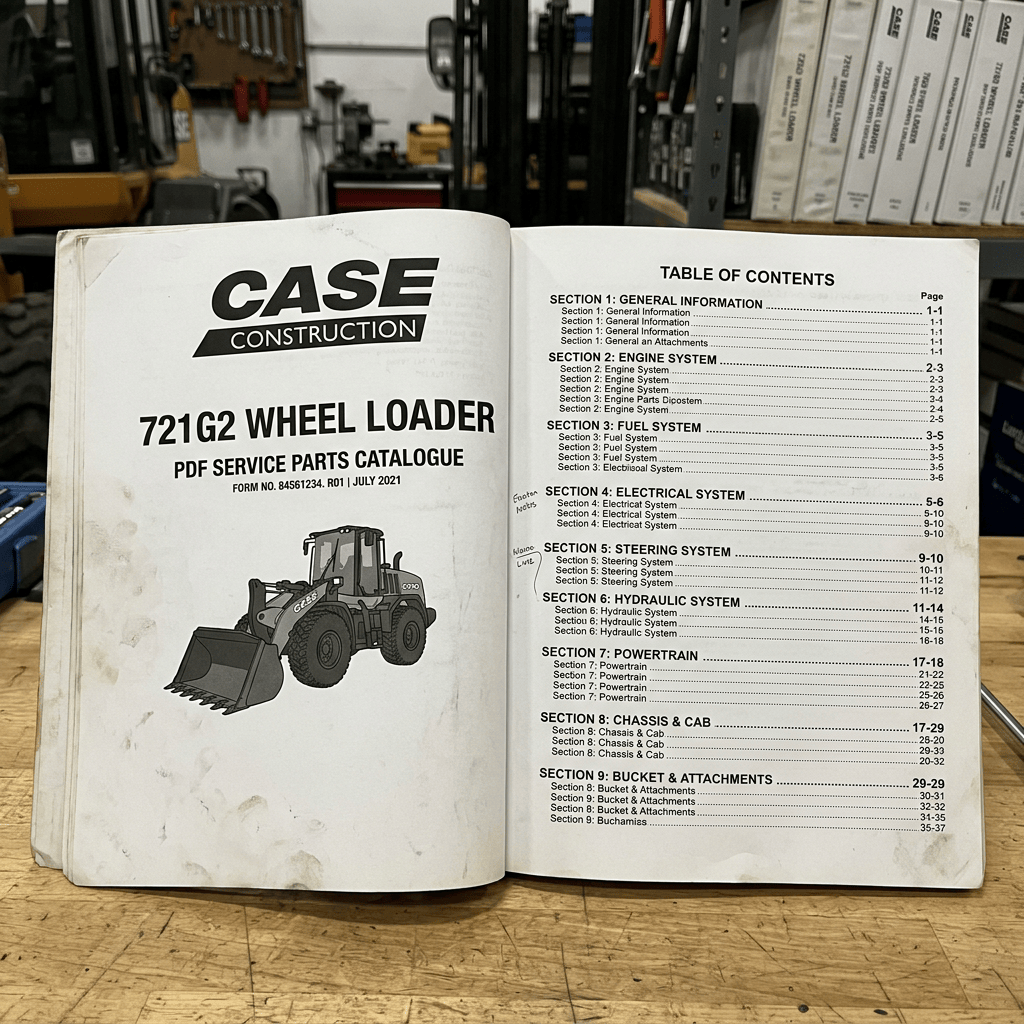 Open Case 721G2 wheel loader PDF service parts catalogue