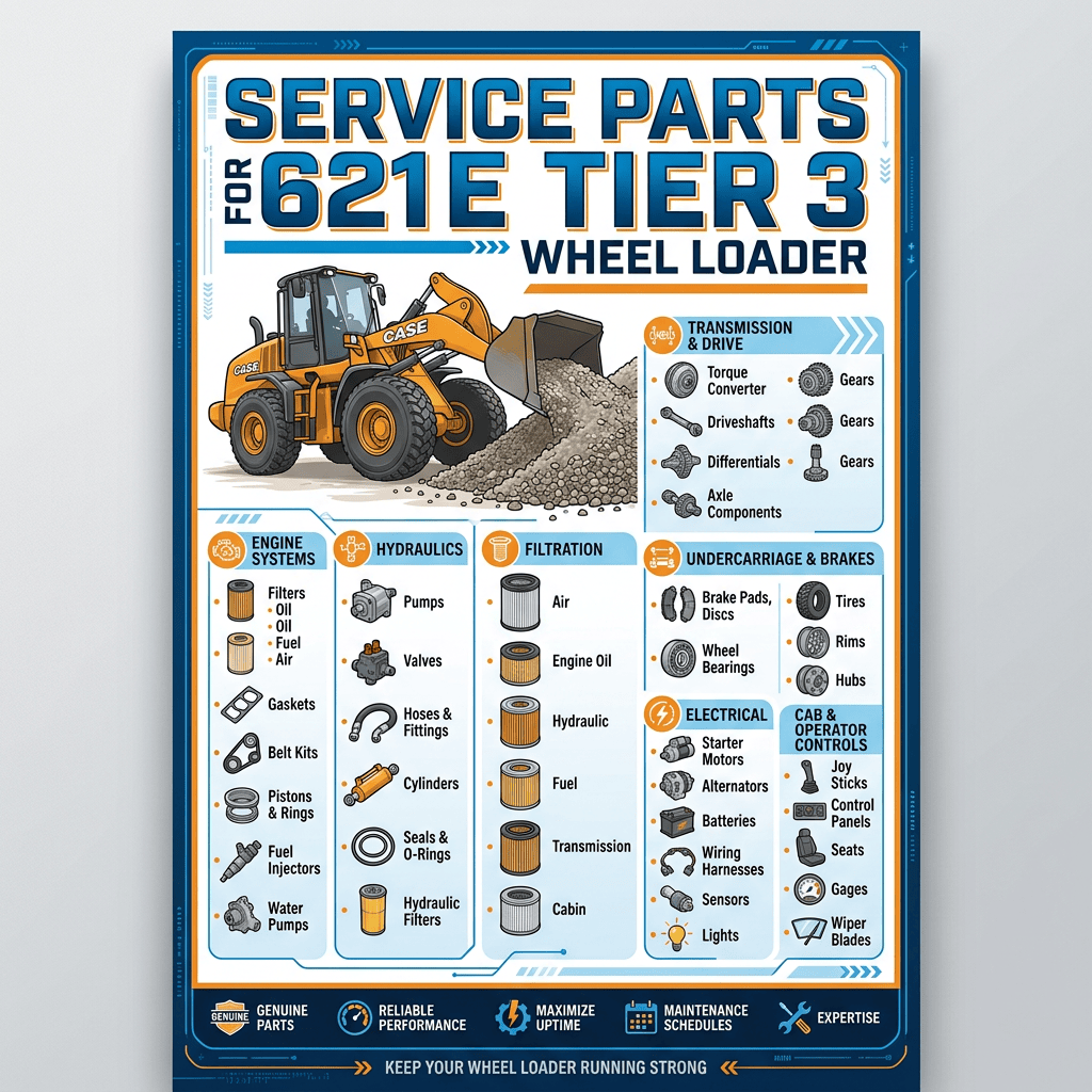 Service parts guide for CASE 621E wheel loader systems