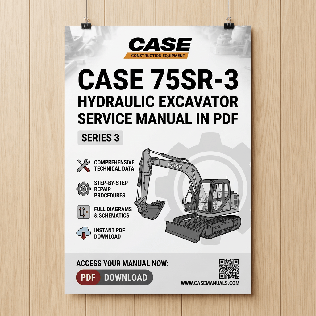 CASE 75SR-3 hydraulic excavator service manual in PDF, Series 3