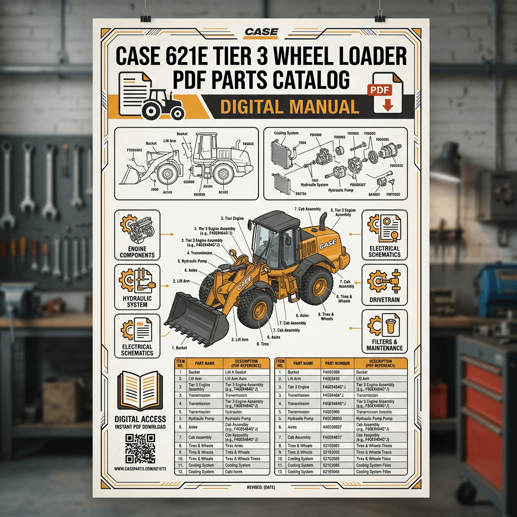 CASE 621E Tier 3 wheel loader PDF parts catalog digital manual