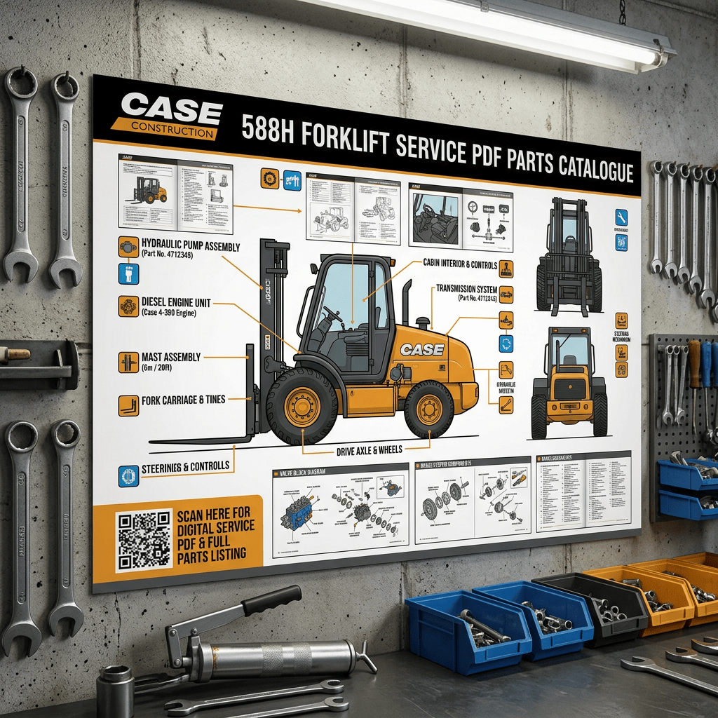 CASE 508H forklift service PDF parts catalogue poster