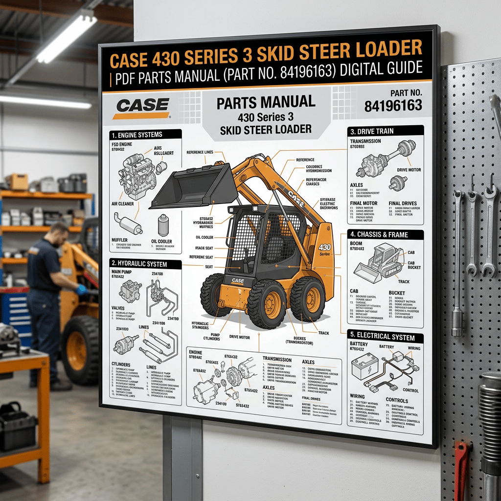 Case 430 Series 3 skid steer loader PDF parts manual, Part No. 84196163