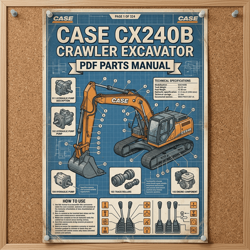CASE CX240B Crawler Excavator PDF Parts Manual, Page 1 of 324