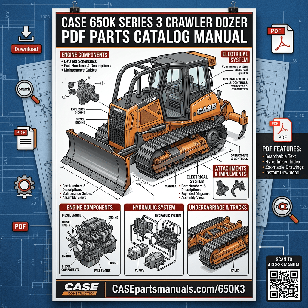 CASE 650K Series 3 Crawler Dozer PDF Parts Catalog Manual