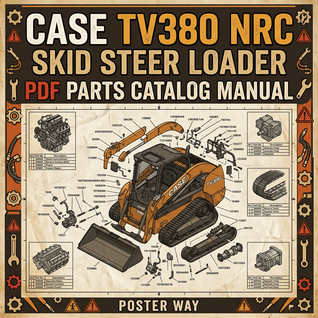 CASE TV380 NRC skid steer loader PDF parts catalog manual poster